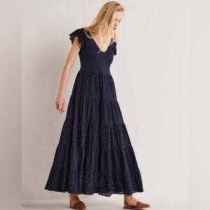Boden Navy Blue Eyelet Sleeveless Dress
